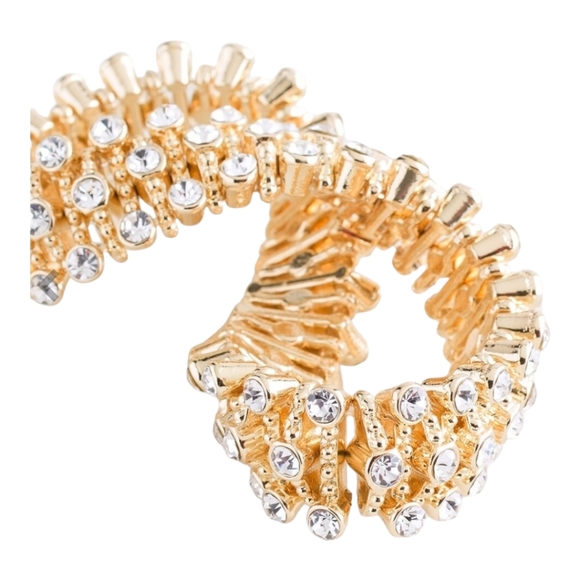 NWT Chico's Goldtone Coco Pave Stretch Bracelet - Picture 3 of 4